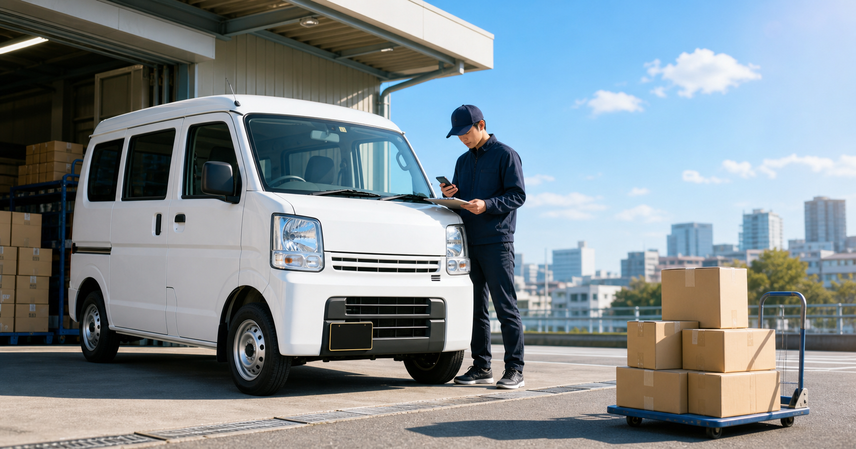 軽貨物ドライバーの始め方を表す軽バンと配送準備のアイキャッチ